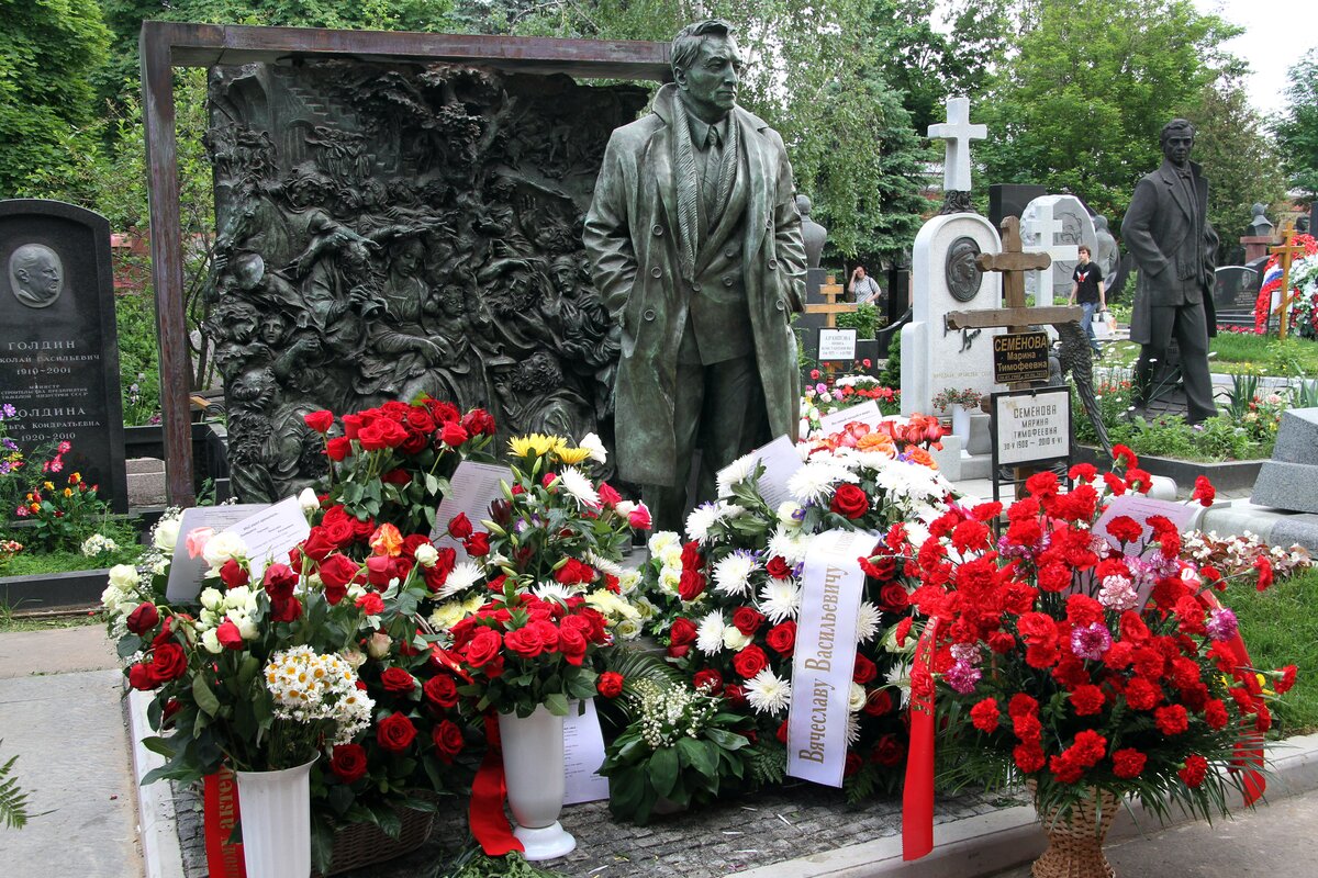 Кладбище похороненных актеров. Могила Вячеслава Тихонова на Новодевичьем.