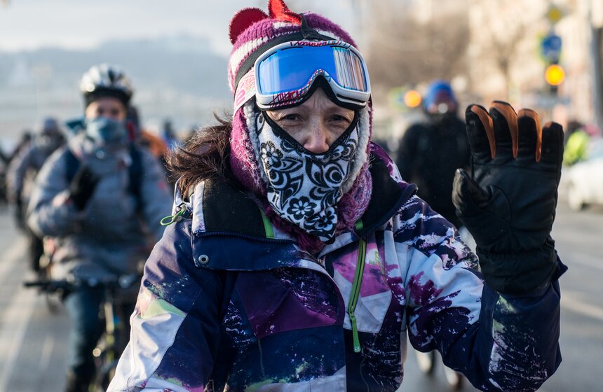 Второй зимний велопарад прошел в Москве. Фото 17 фото