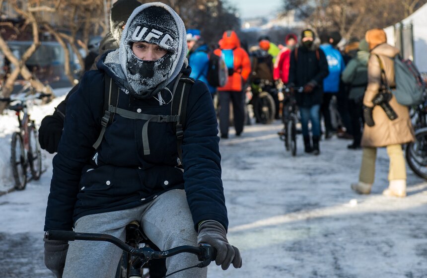 Второй зимний велопарад прошел в Москве. Фото 3 фото