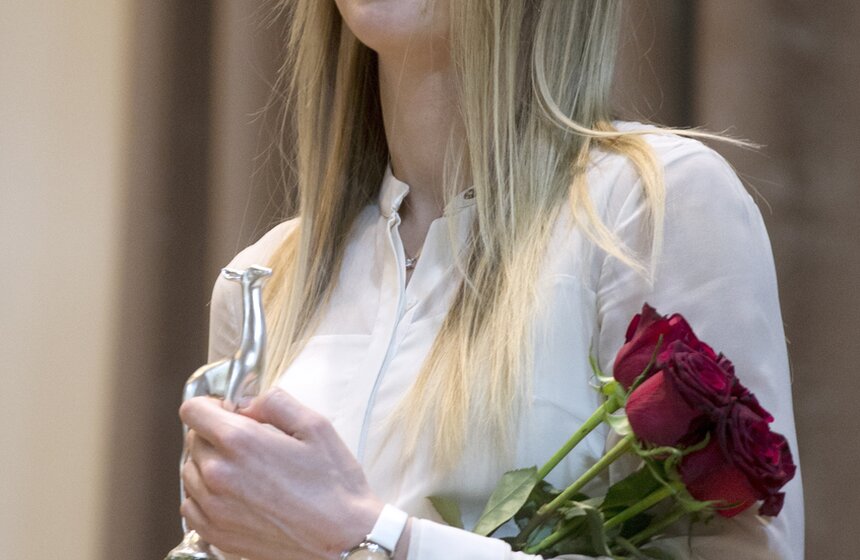 Российская синхронистка Наталья Ищенко на церемонии вручения ежегодной премии "Серебряная лань" за 2015 год в Олимпийском комитете России. Фото: ТАСС/Михаил Джапаридзе