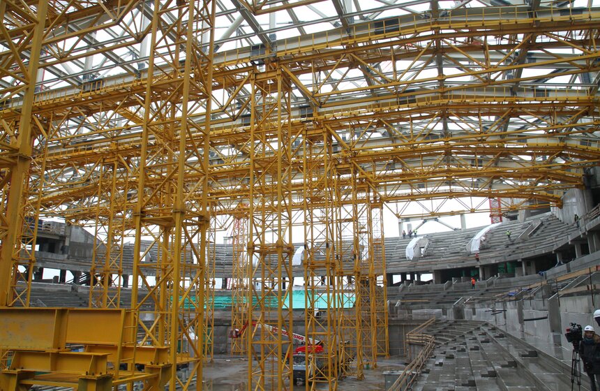 Собянин осмотрел строительство стадиона "Динамо" 19 фото