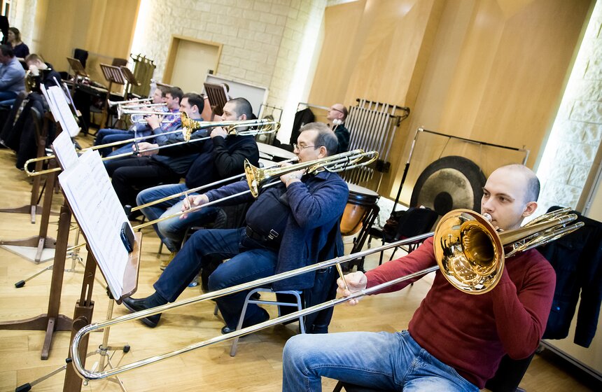 Репетиция Би-2 с симфоническим оркестром 31 фото