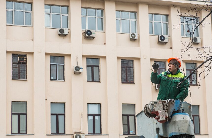 Коммунальщики подрезали деревья на Тверской улице 11 фото