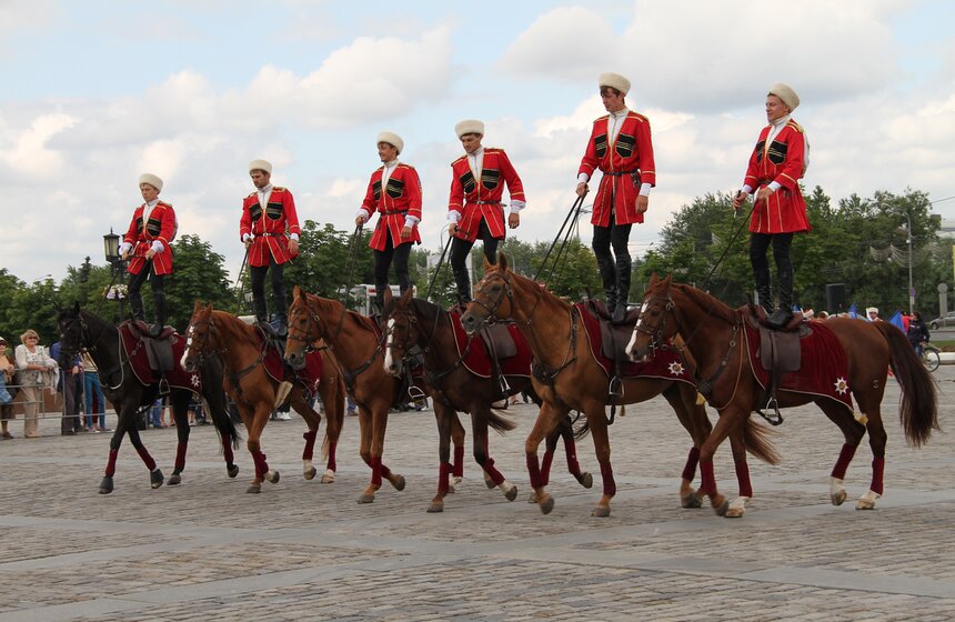 Кремлевская школа верховой езды выступила на Поклонной горе 9 фото
