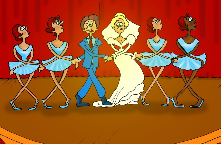 Театр - не место для свадьбы. Во всяком случае, пока. По нашим данным, ни одно культурное заведение не решилось пустить к себе сотрудников ЗАГСа без билетов, в рамках их основной деятельности. Так что пока единственный вариант: пожениться более или менее традиционно, а там уже хоть в оперу, хоть в балет.