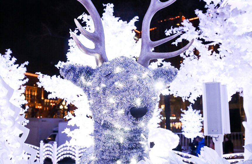 Световая инсталляция "Музыкальный лес" на Пушкинской площади 9 фото