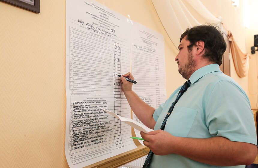 Фото. Подсчет голосов на выборах в Госдуму в Москве 5 фото