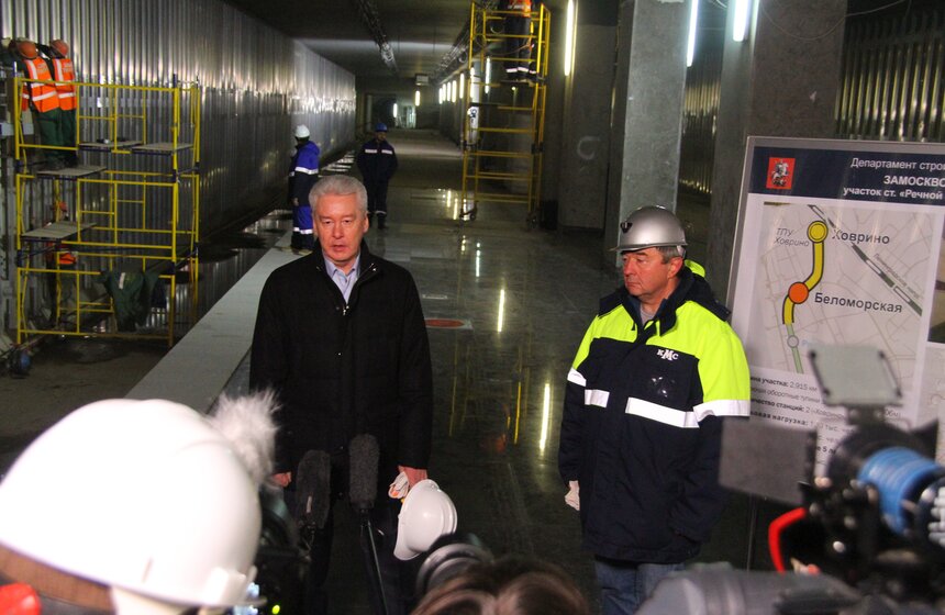 Сергей Собянин осмотрел строящуюся станцию "Ховрино" 9 фото