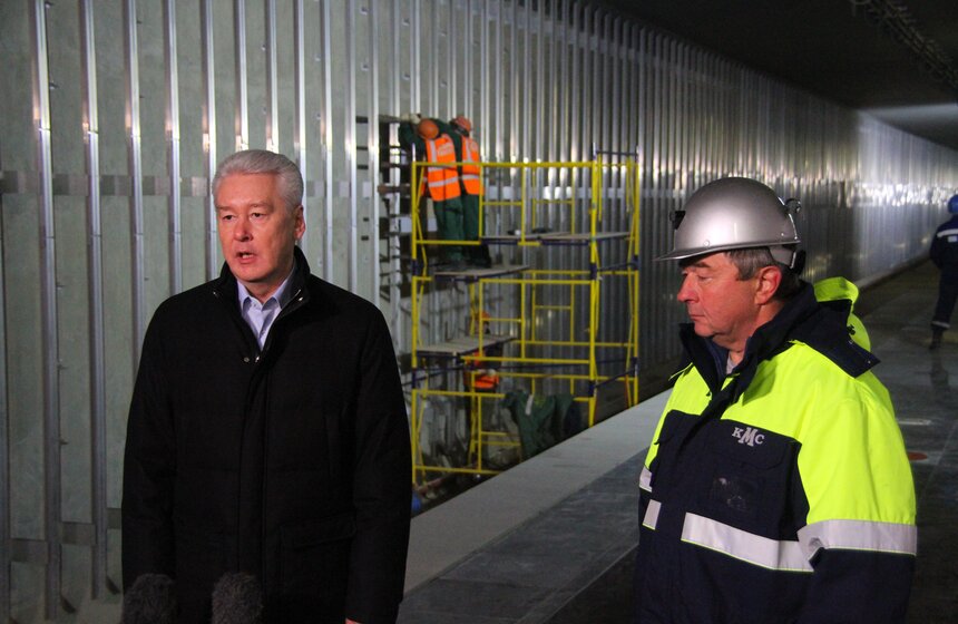 Сергей Собянин осмотрел строящуюся станцию "Ховрино" 8 фото