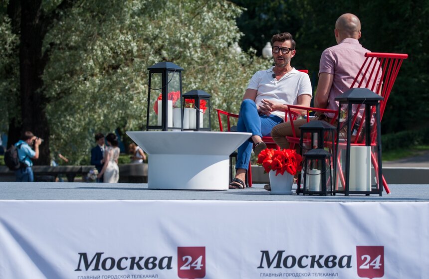 Съемки интервью "Лето в парке" в парке Горького 23 фото