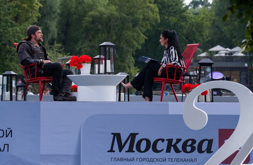 Съемки интервью "Лето в парке" в парке Горького 32 фото