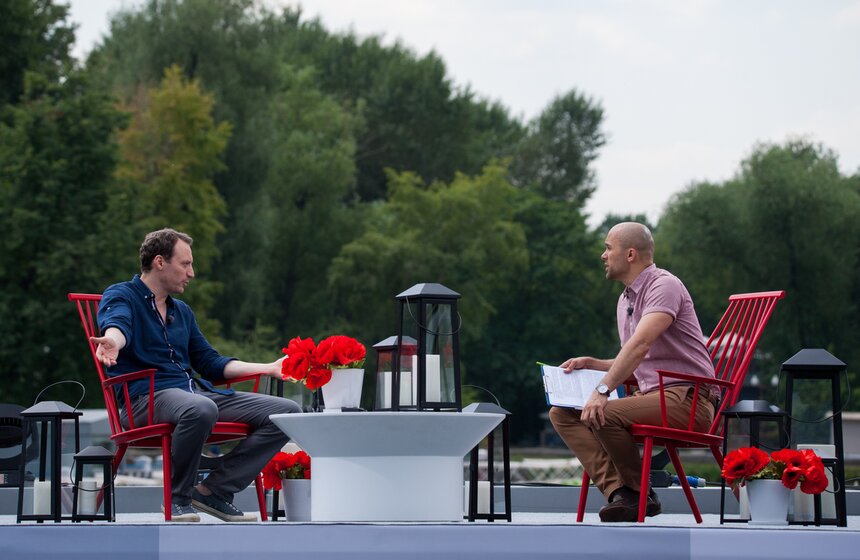 Съемки интервью "Лето в парке" в парке Горького 4 фото