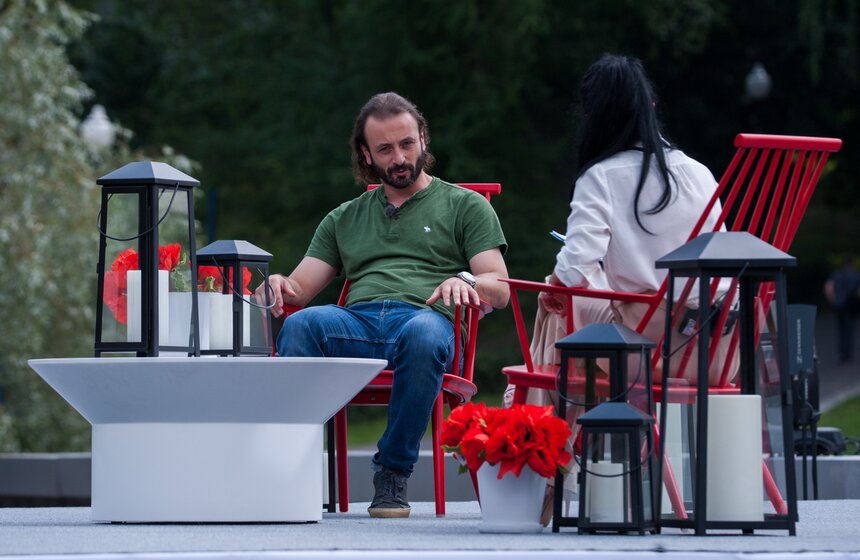 Съемки интервью "Лето в парке" в парке Горького 9 фото