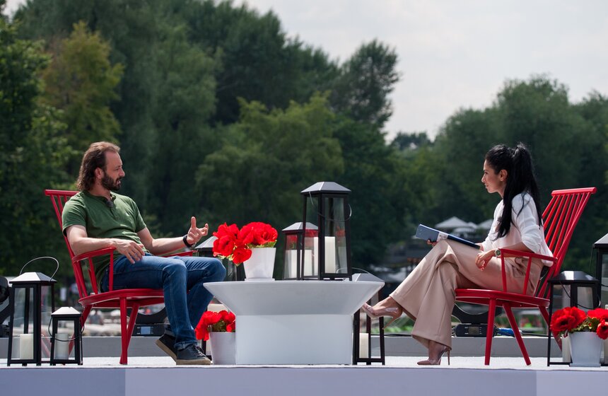 Съемки интервью "Лето в парке" в парке Горького 8 фото