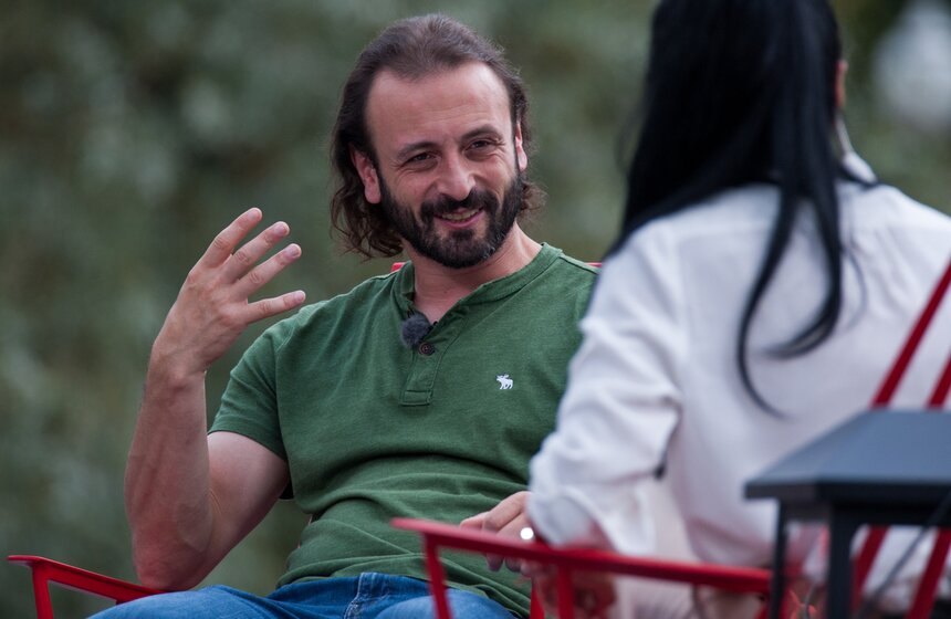 Съемки интервью "Лето в парке" в парке Горького 11 фото