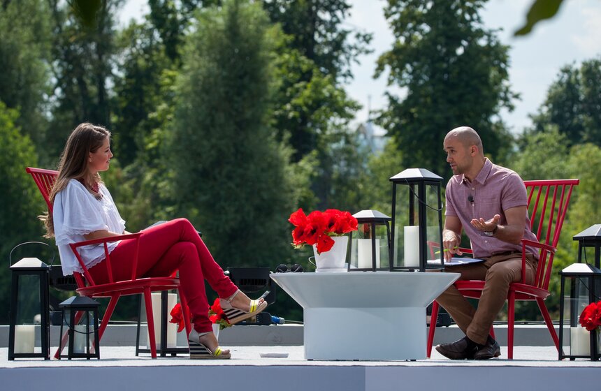 Съемки интервью "Лето в парке" в парке Горького 20 фото