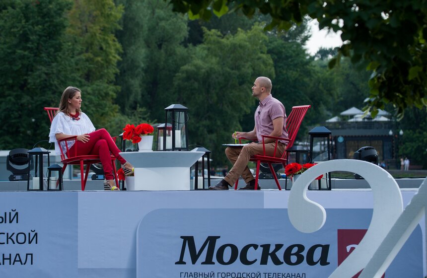 Съемки интервью "Лето в парке" в парке Горького 18 фото