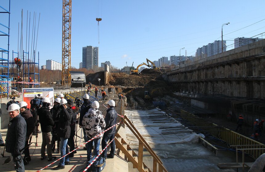 Мэр осмотрел строящуюся станцию "Мичуринский проспект" 14 фото