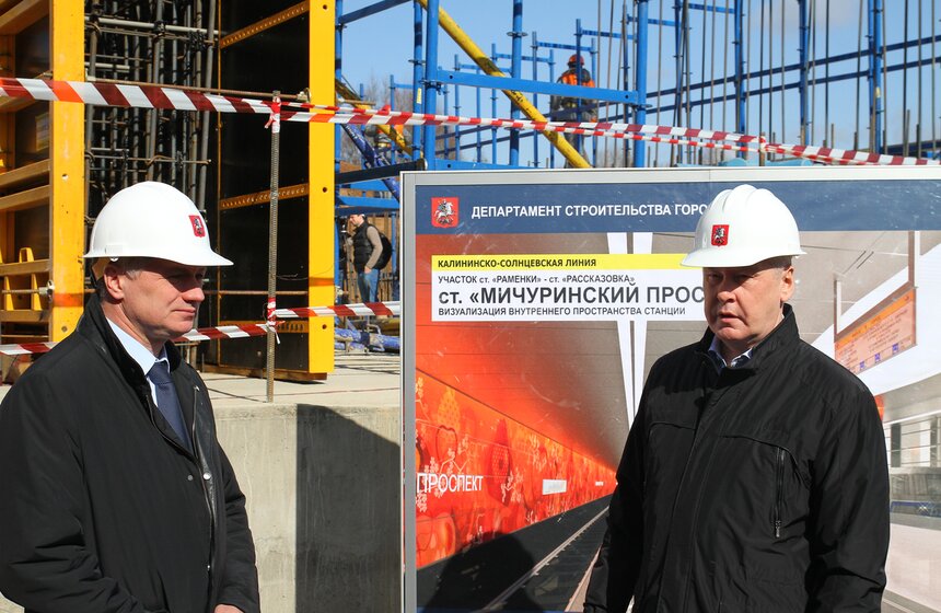 Мэр осмотрел строящуюся станцию "Мичуринский проспект" 26 фото