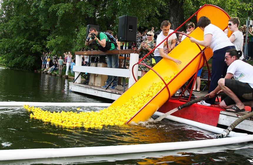 Утиный заплыв в Воронцовском парке 9 фото