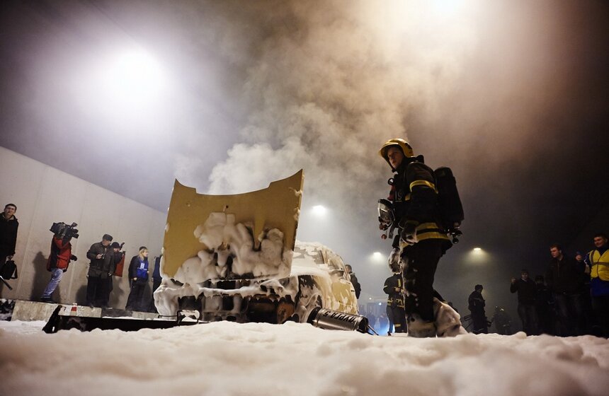 МЧС провело пожарно-тактические учения в Алабяно-Балтийском тоннеле.<br /><br />Фото: m24.ru/Александр Авилов