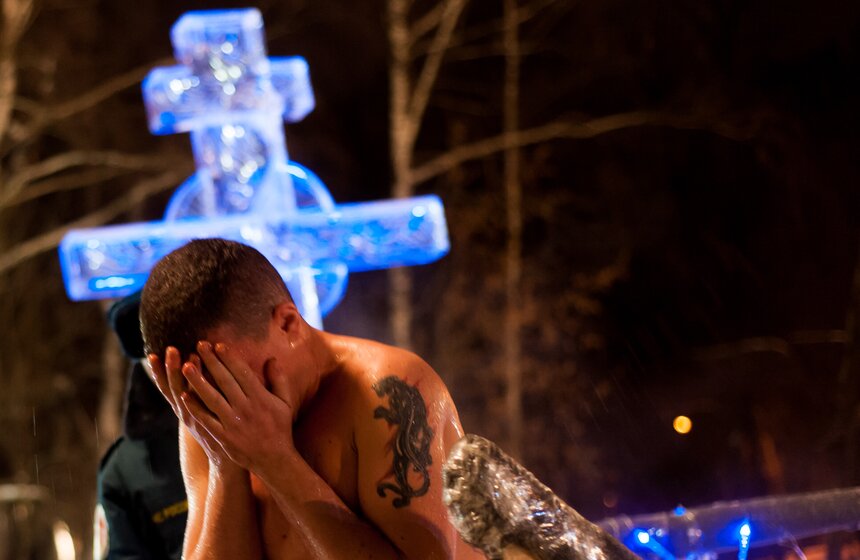 Крещенские купания в парке "Сокольники" 15 фото