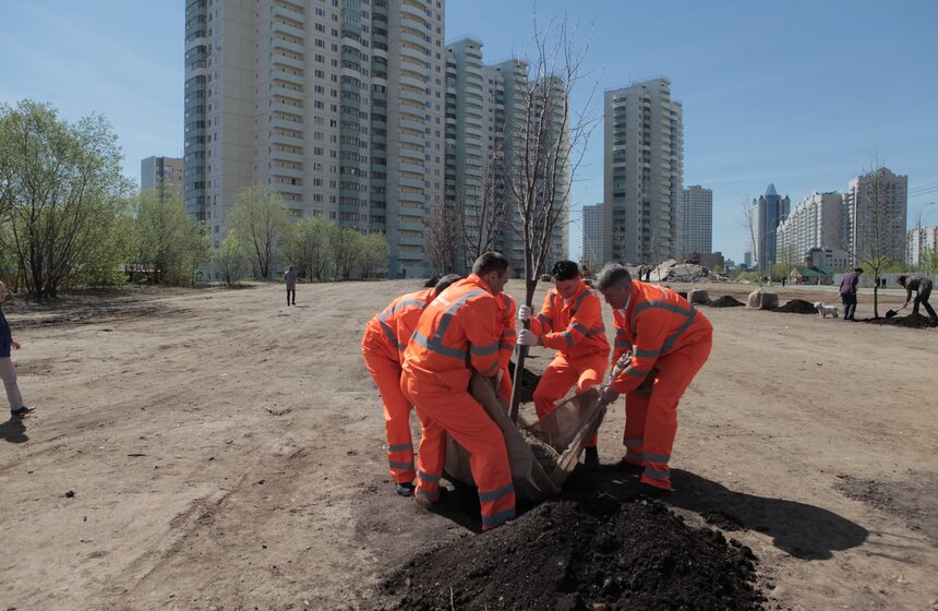 Сергей Собянин принял участие в закладке парка 70-летия Победы 17 фото