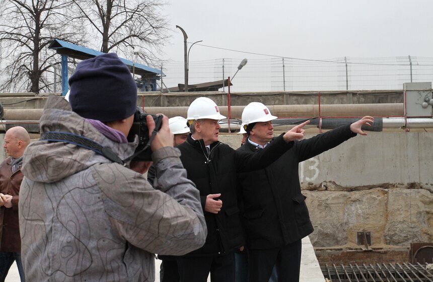 Мэр осмотрел ход строительства станции "Хорошевская" 14 фото