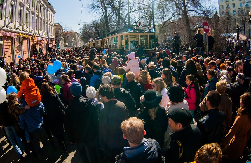 На Чистопрудном бульваре прошел парад трамваев 17 фото