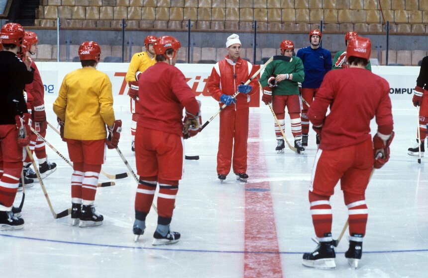 Тренировка сборной СССР по хоккею с шайбой, 1986 год. Фото: ТАСС/Уткин Игорь