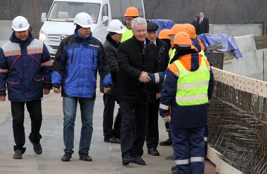 Мэр Москвы посетил строительство трассы от Бусиновской развязки 22 фото