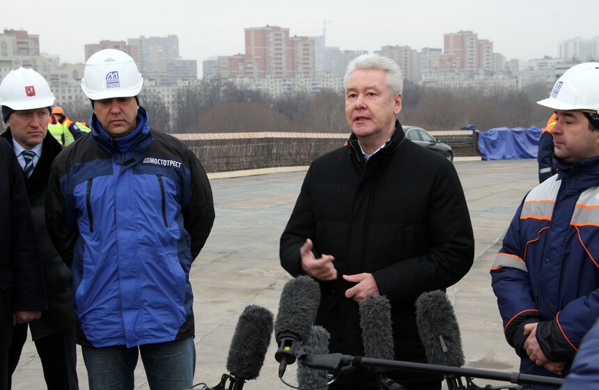 Мэр Москвы посетил строительство трассы от Бусиновской развязки 24 фото