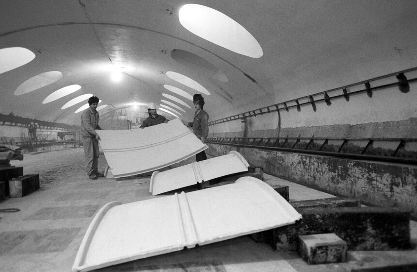 Строительство станции "Отрадное" Серпуховско-Тимирязевской линии Московского метрополитена, 1990 год. Фото: ТАСС/Павел Максимов