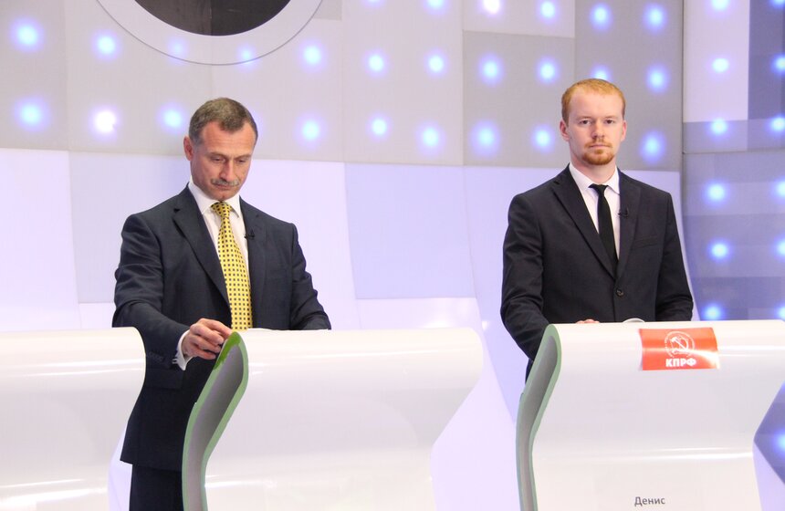 Кандидаты в депутаты Мосгордумы от 16 округа Михаил Тимонов ("Справедливая Россия") и Денис Парфенов (КПРФ)