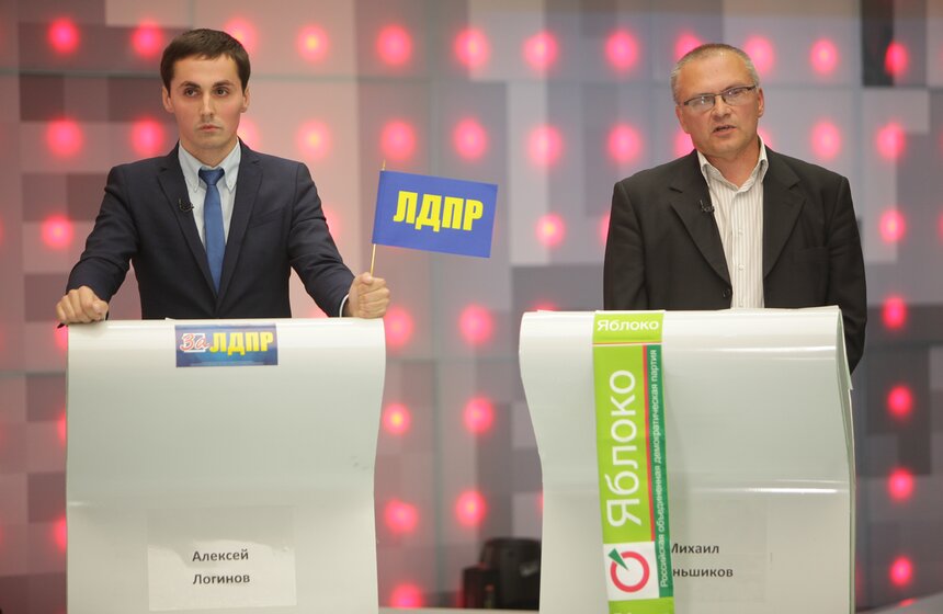 Кандидаты в депутаты Мосгордумы от 42 округа Алексей Логинов (ЛДПР) и Михаил Меньшиков ("Яблоко")