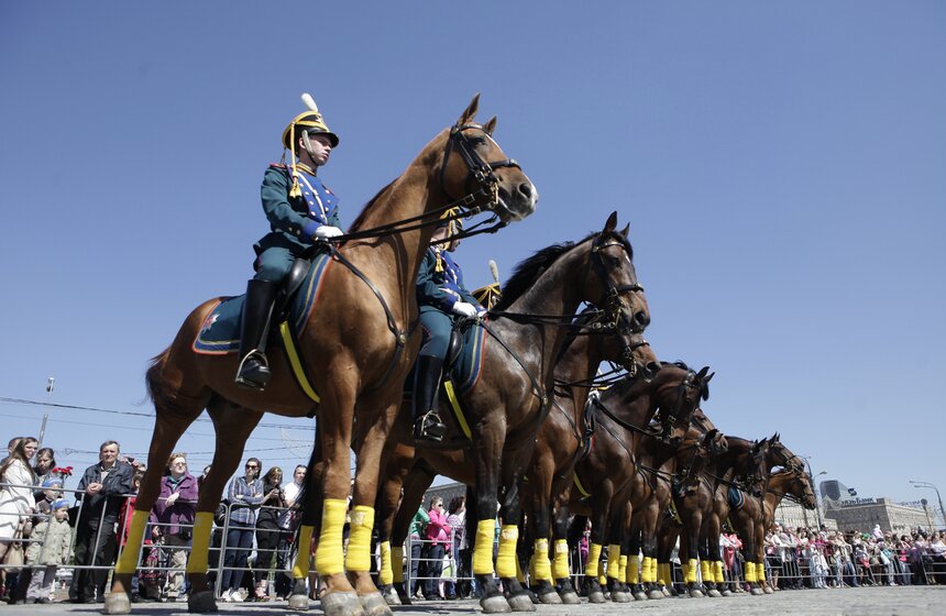 В День Победы на Поклонной горе прошел конный парад 18 фото