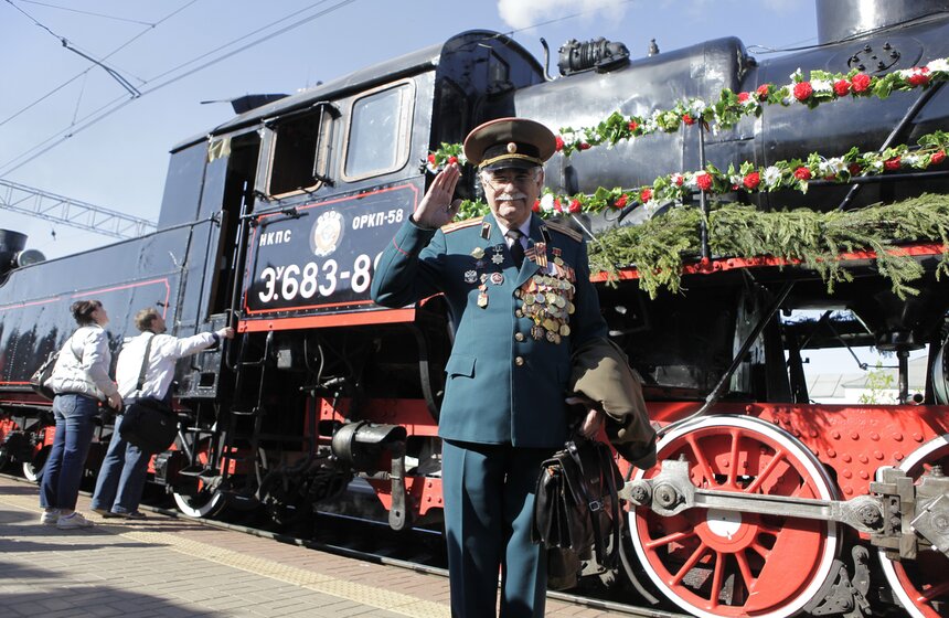 С Рижского вокзала 9 мая отправился "Поезд Победы" 13 фото