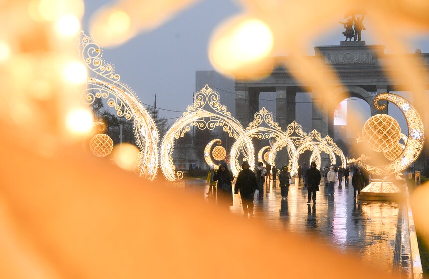 Территорию ВДНХ украсили к зимним праздникам 13 фото