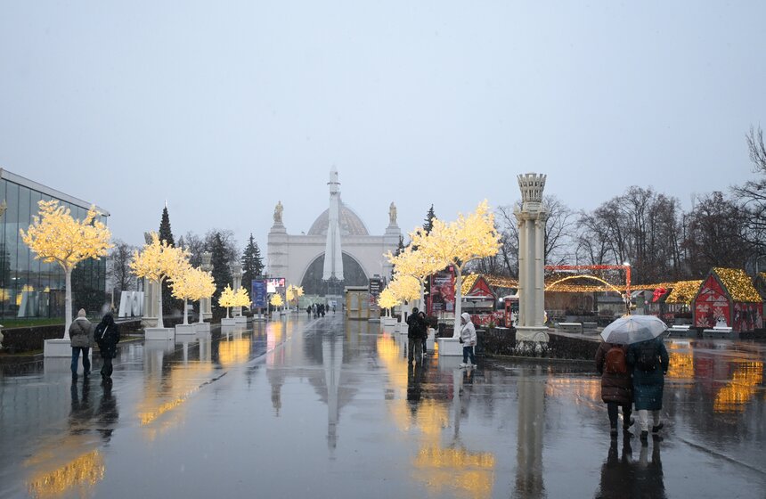 Территорию ВДНХ украсили к зимним праздникам 2 фото