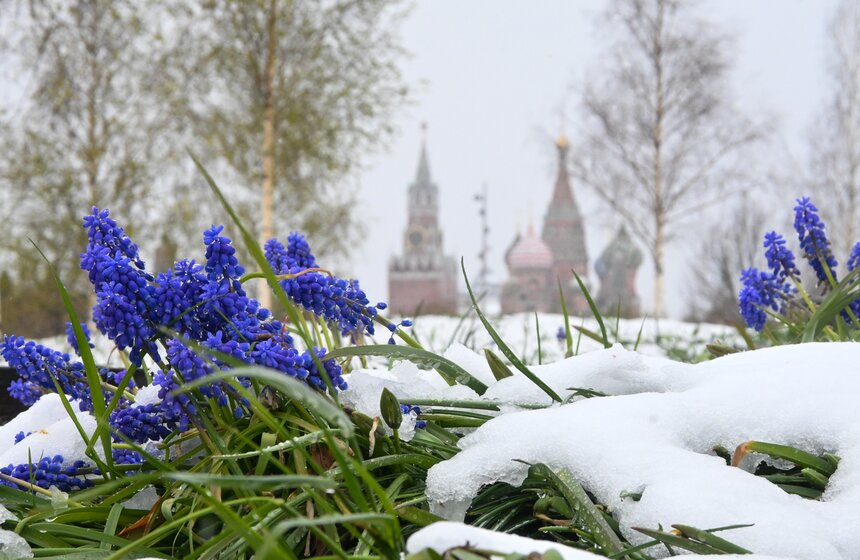 Апрельский снегопад накрыл Москву 1 фото