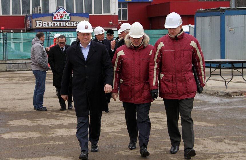 Собянин осмотрел ход строительства станции метро "Румянцево" 7 фото