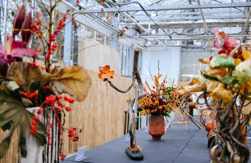 Выставка икебаны "Акценты осени" проходит в Москве 14 фото