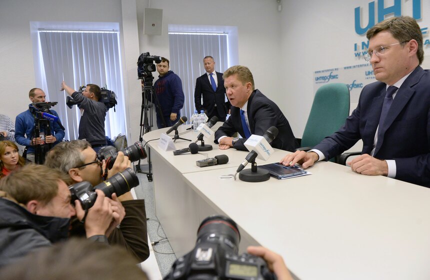 Пресс-конференция Александра Новака и Алексея Миллера 6 фото