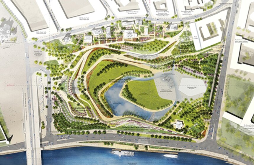 Международный конкурс на разработку ландшафтно-архитектурной концепции парка «Зарядье», 2 место<br />Авторы проекта: ТПО «Резерв»