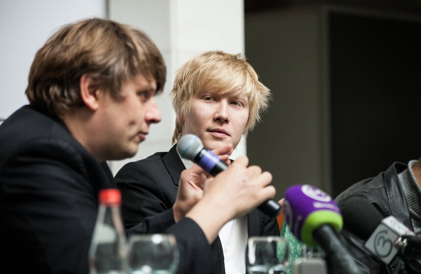 Слева направо - автор и композитор оперы Сергей Невский и художественный руководитель проекта Василий Бархатов