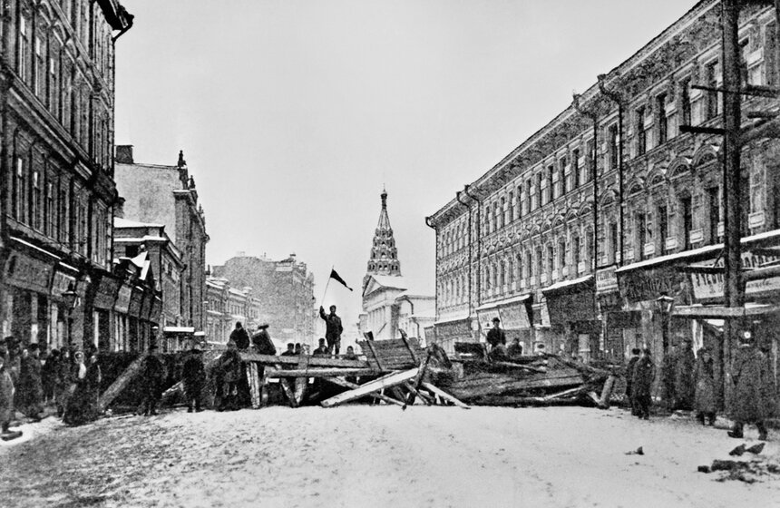 Революционные баррикады на Арбате, 1905 г.