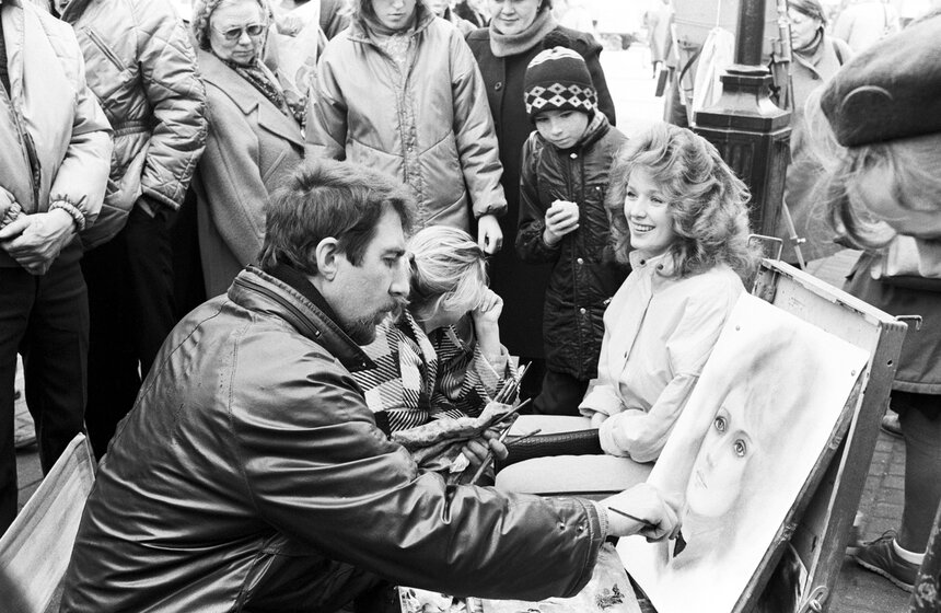 Уличный художник на Арбате, 1988 г.