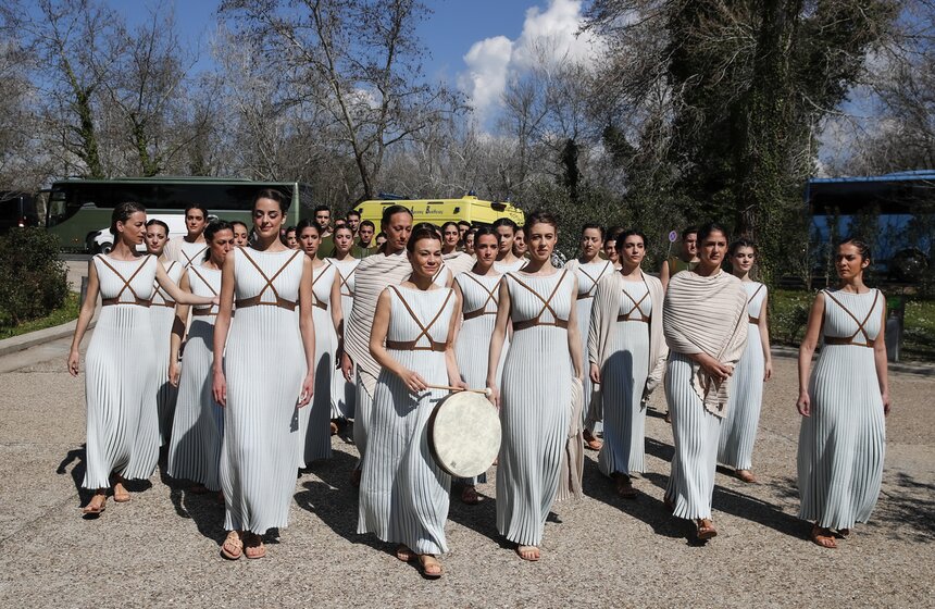 Церемония зажжения огня XXXII летних Олимпийских игр прошла в Древней Олимпии