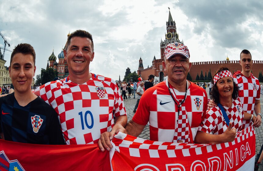 Болельщики Хорватии собрались на Красной площади, чтобы выразить поддержку своей сборной