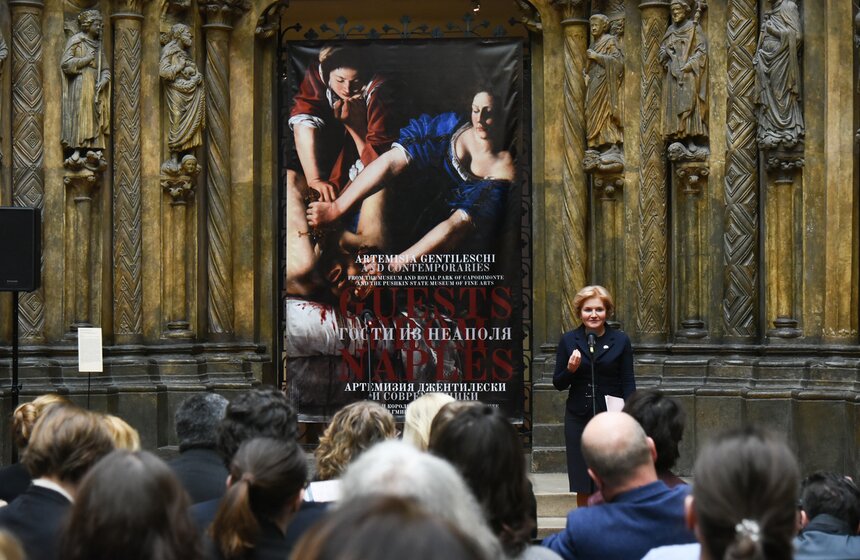 На открытии выставки в ГМИИ имени Пушкина выступила заместитель председателя правительства РФ Ольга Голодец